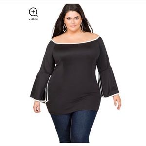Black Bell sleeve top Ashley Stewart